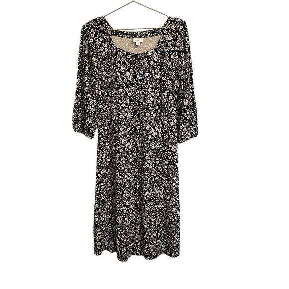 J. Jill Dresses & Skirts - J. Jill Floral Print Button Front Square Neck Midi Dress Size XS